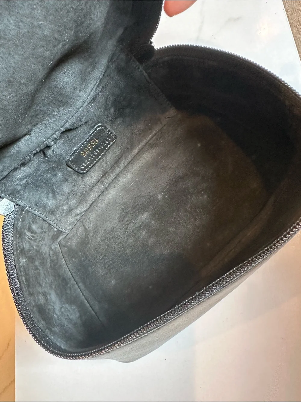 Gucci Horsebit Vanity Bag Makeup Cosmetics Leather Black